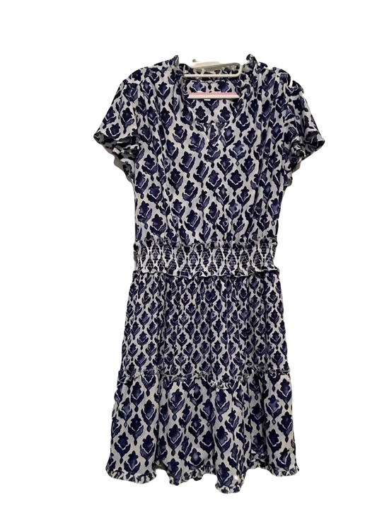 Chico's Dresses & Skirts - Chico's Navy and White Patterned Smocked-Waist Midi Dress